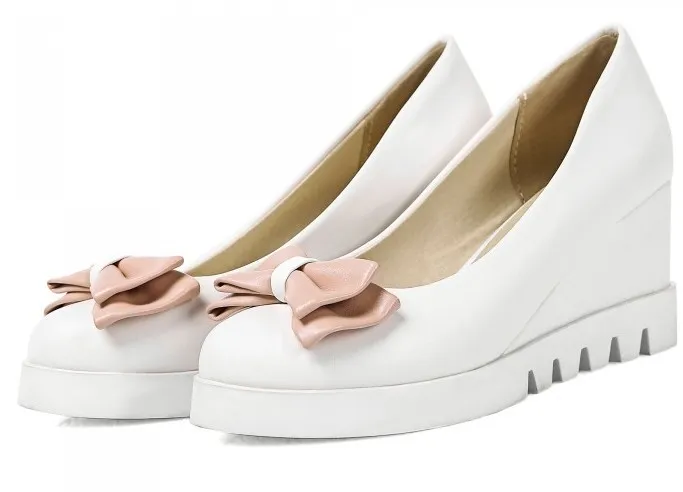 Pastel Pink Bow Point Head Ballet Flats Platforms