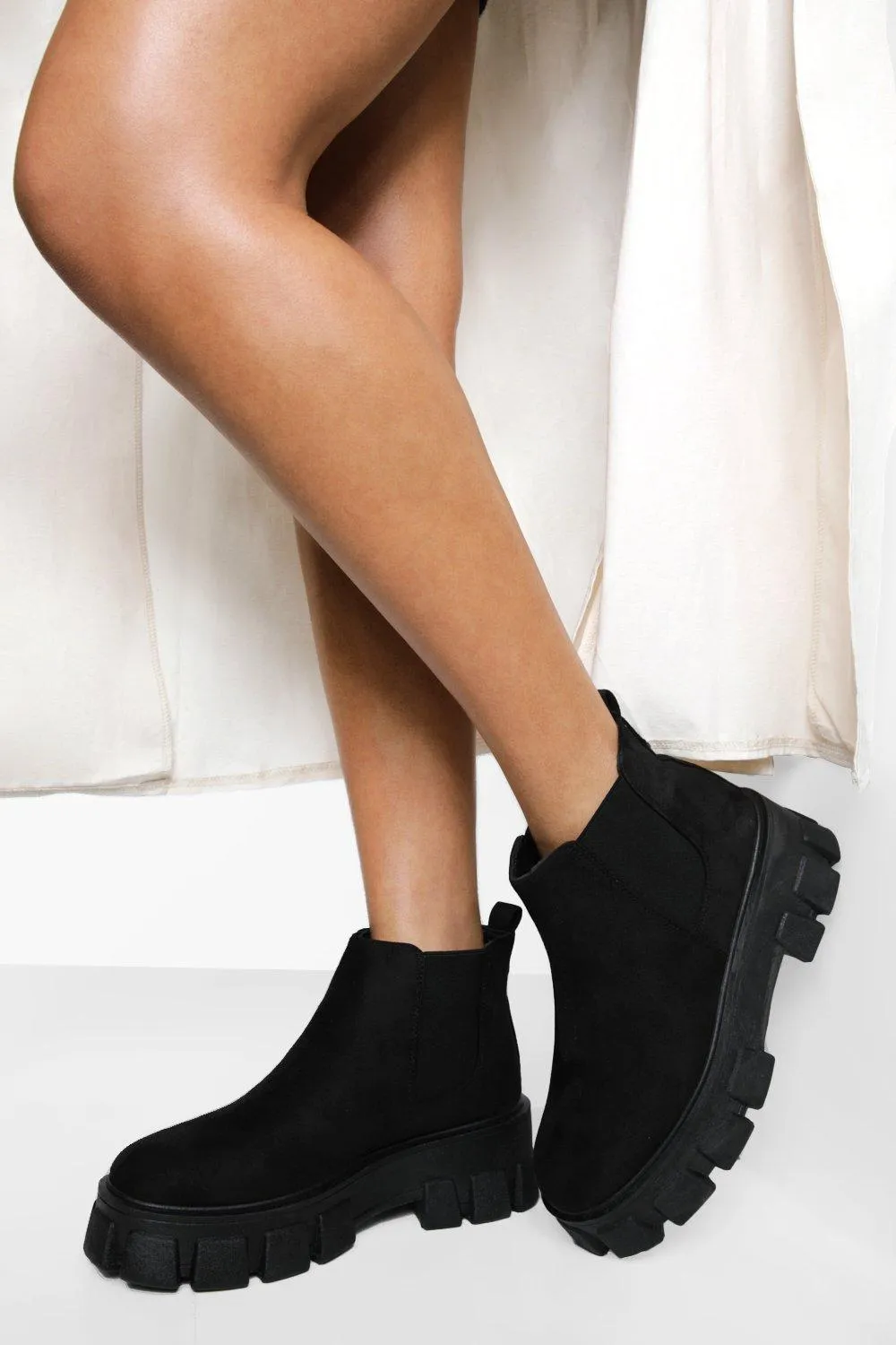 Wide Width Chunky Cleated Sole Chelsea Boots