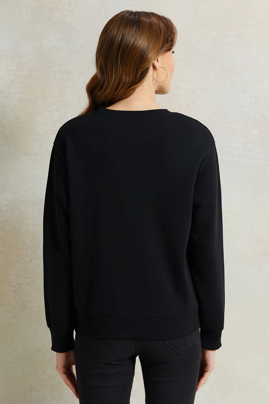 Women Black Sequenced Sweatshirt