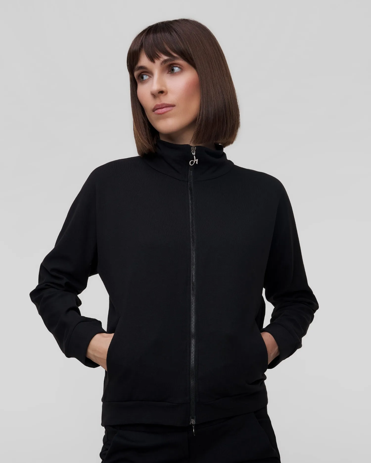 Women's black zip-up sweatshirt Deha D12632-10009