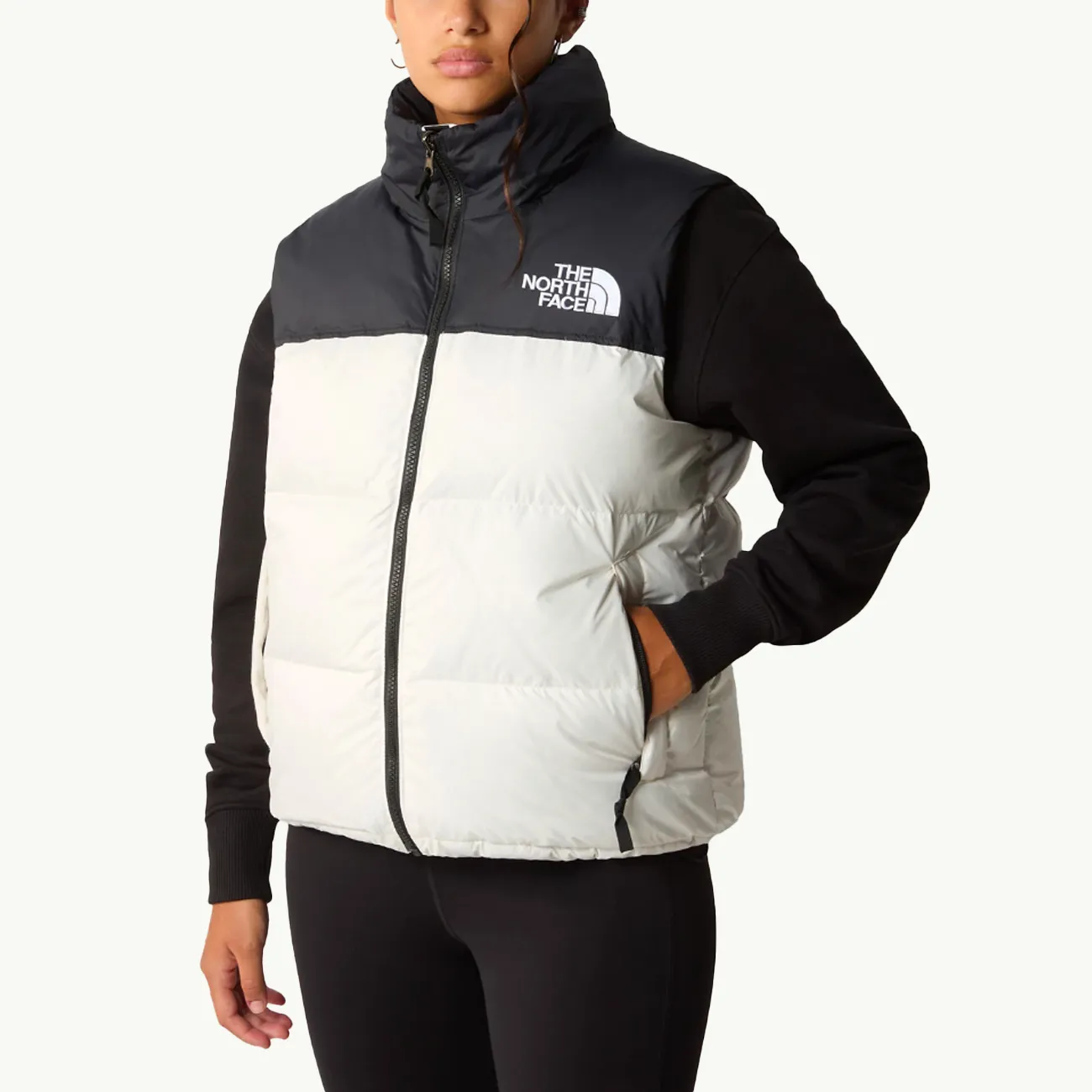 Women's 96 Retro Nuptse Vest - Gardenia White/TNF Black