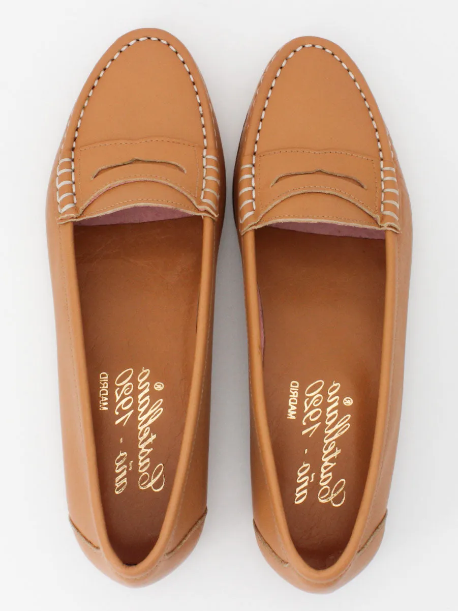 women's camel leather Rome moccasins