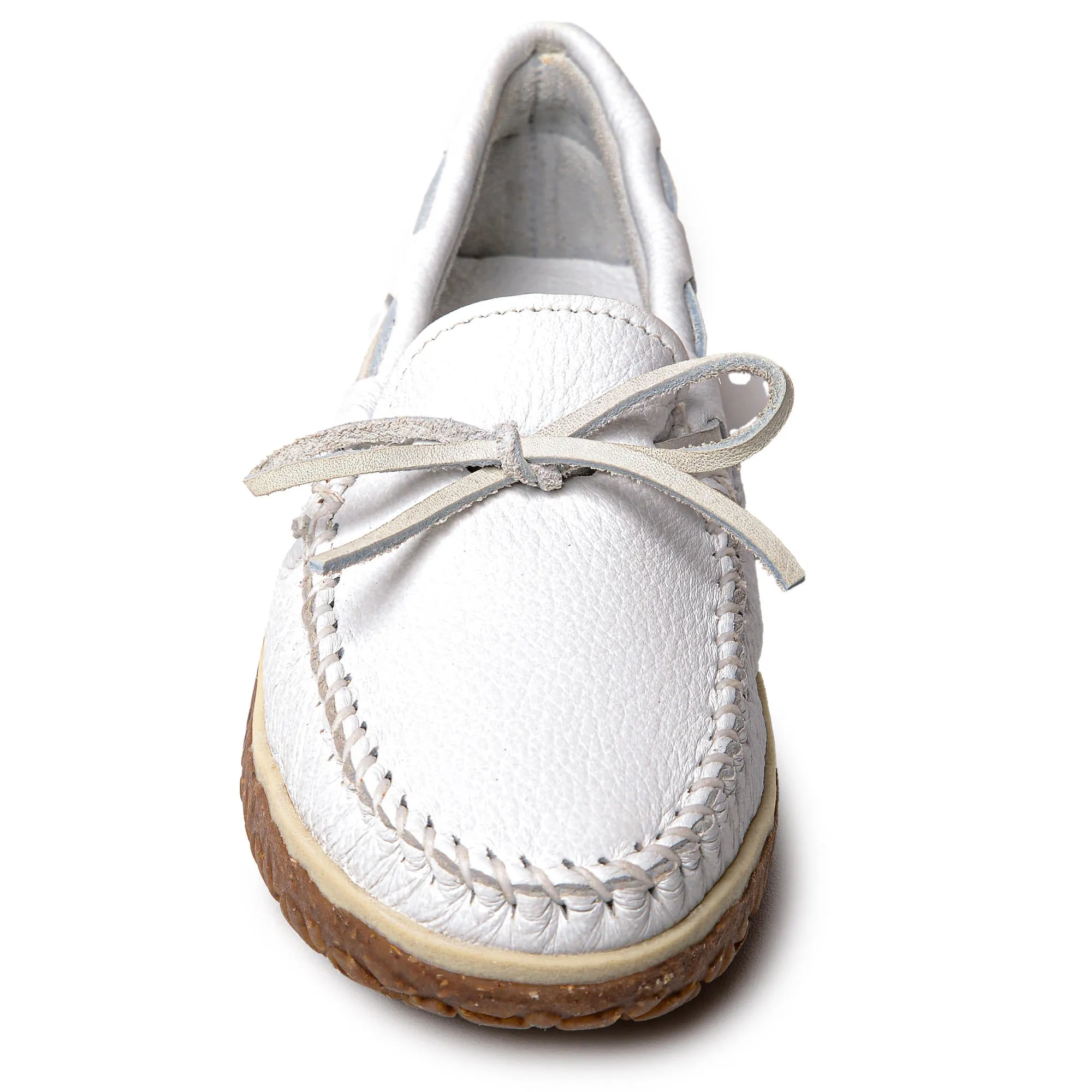  Women's Deerskin Tread Moccasin in White  