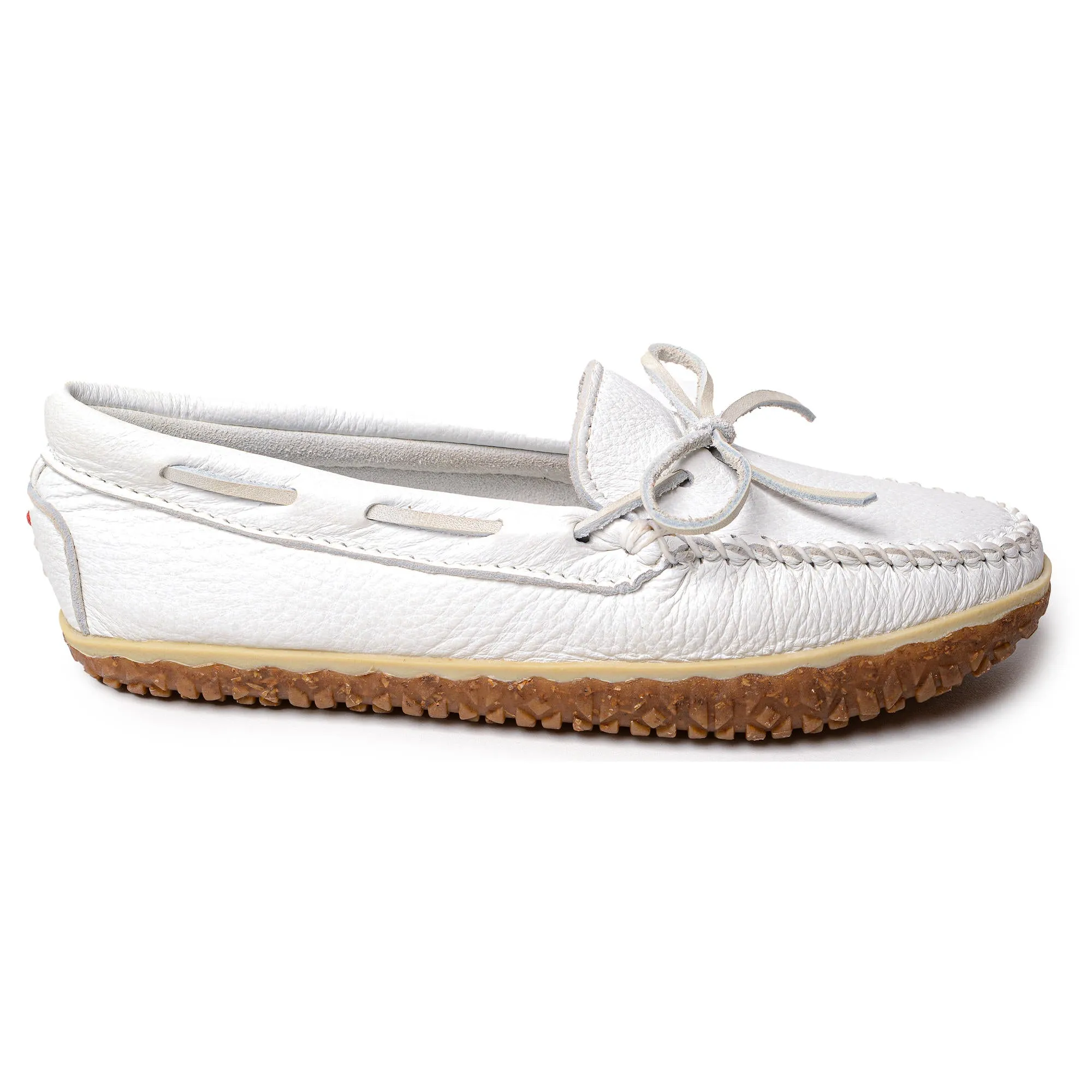  Women's Deerskin Tread Moccasin in White  