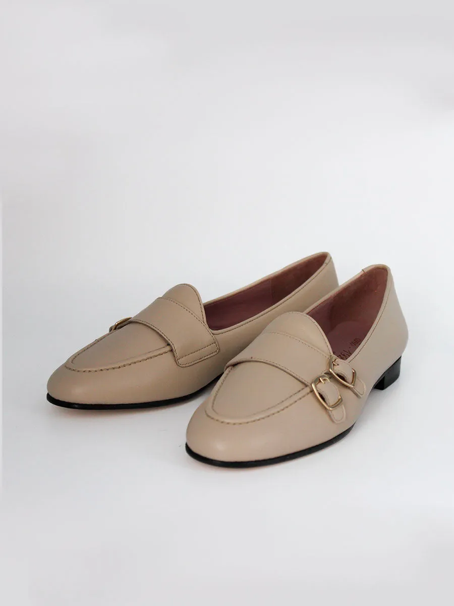 Women's Gala Two Buckle Natural Color Loafers