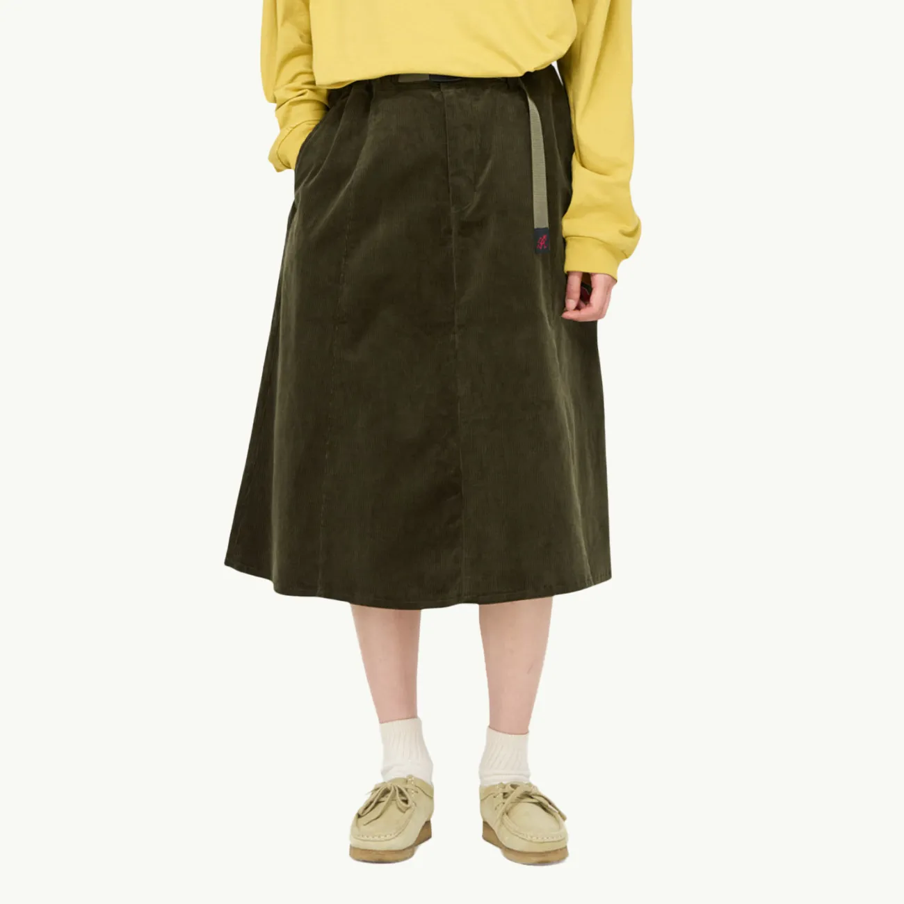 Women's Paneled Midi skirt - Olive Green