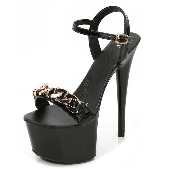 Metal Buckle Strap Women's Summer Party Pumps.