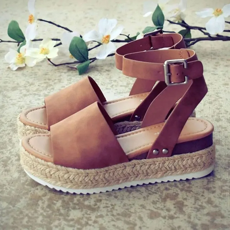 Women's Casual High Heel Wedge Sandals in Synthetic Leather for Summer