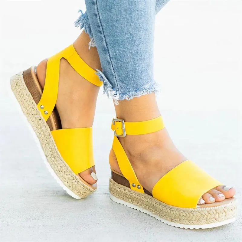 Women's Casual High Heel Wedge Sandals in Synthetic Leather for Summer