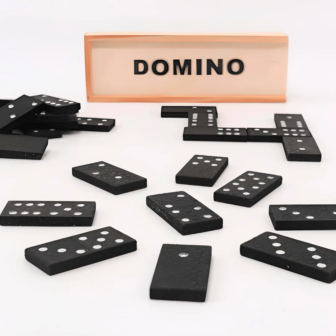 Wooden Blocks Dominoes Kids Creativity Education Wooden Storage Box