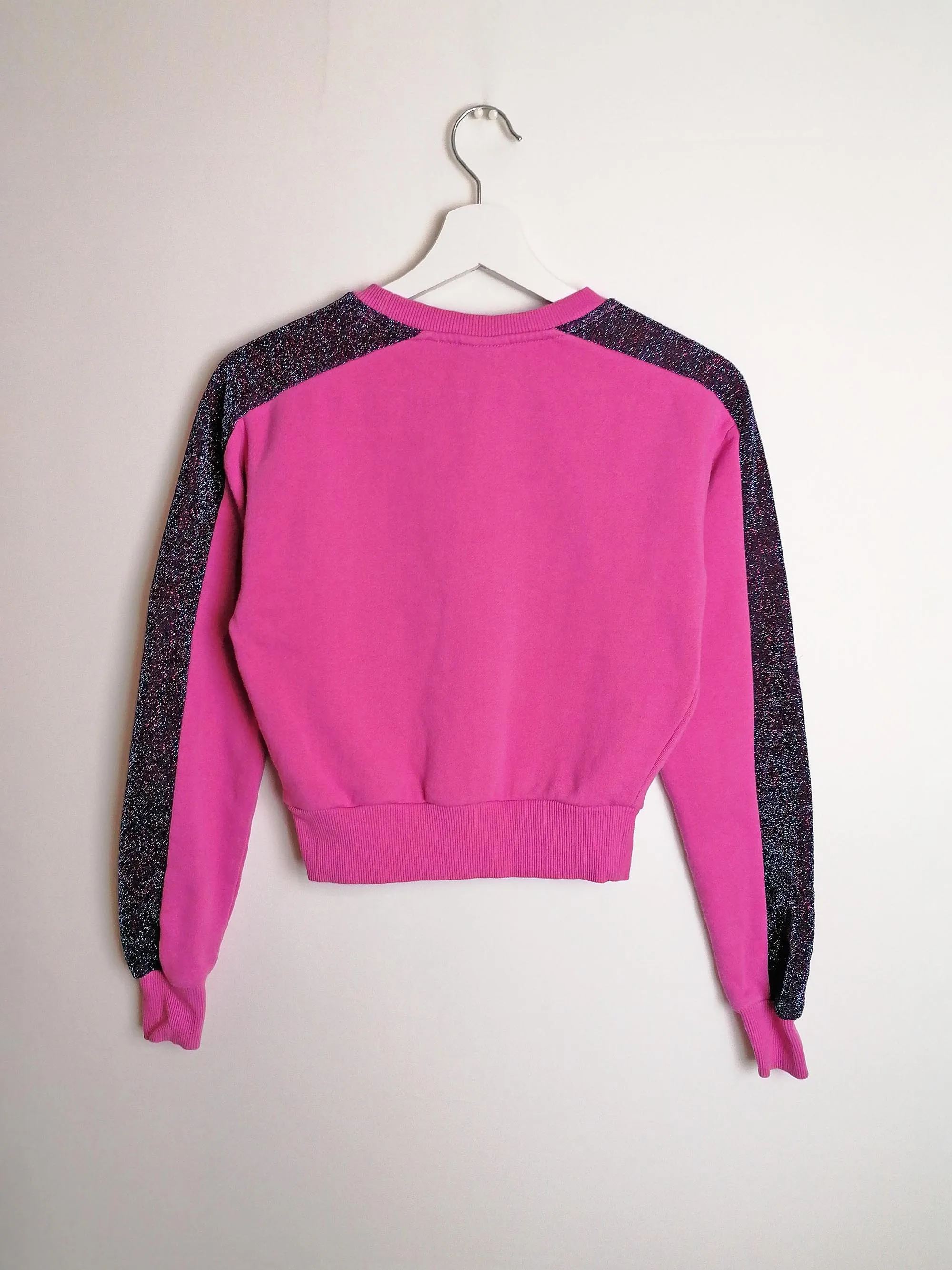 Y2K ELLESSE Crop Sweatshirt Glitter Sleeves XS.