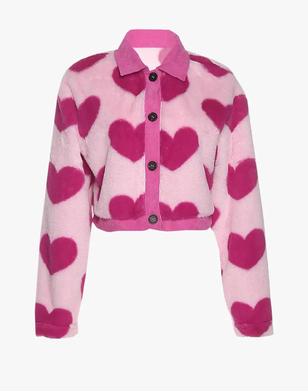 Y2K Pink Heart-Shaped Pattern Short Jacket