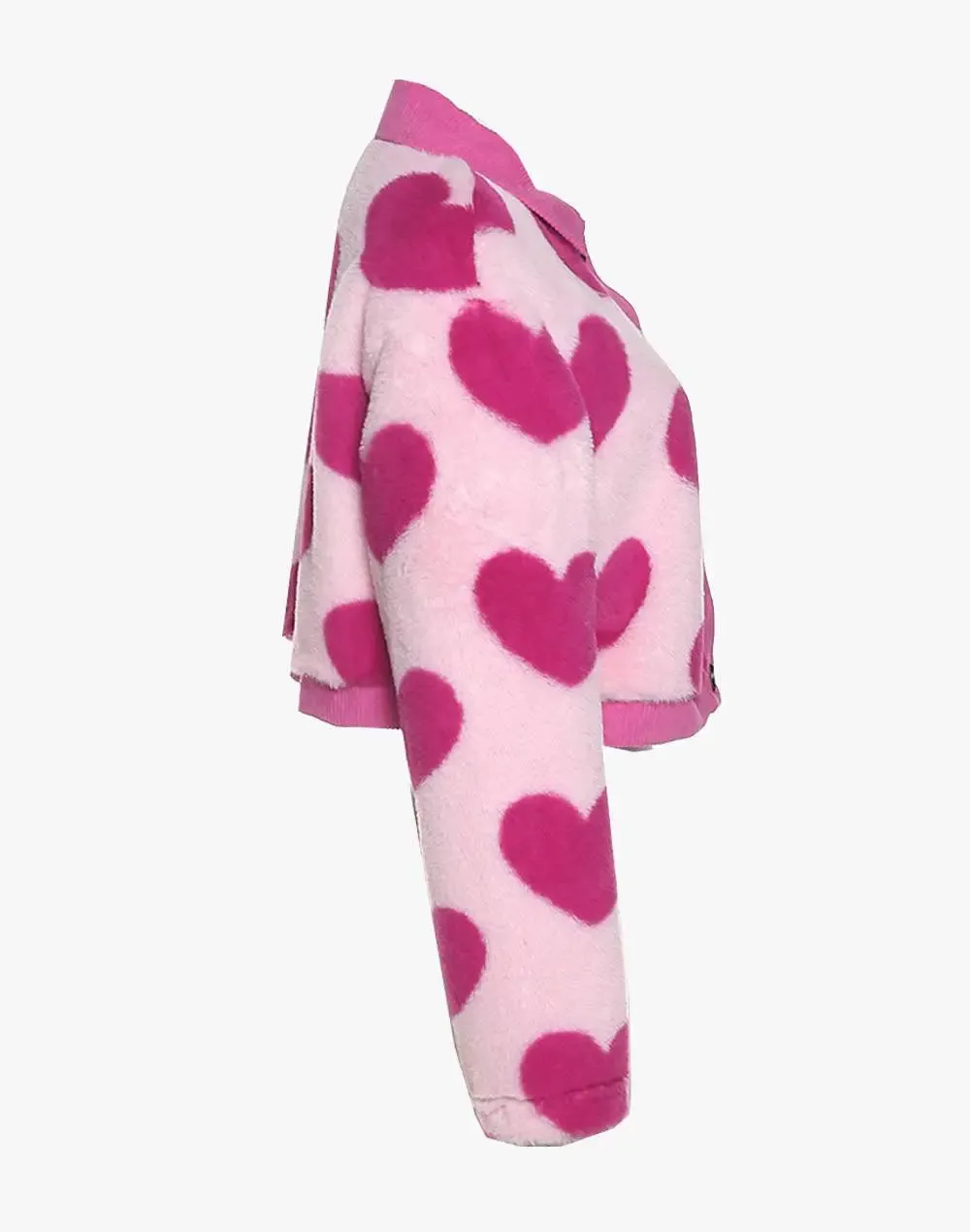 Y2K Pink Heart-Shaped Pattern Short Jacket