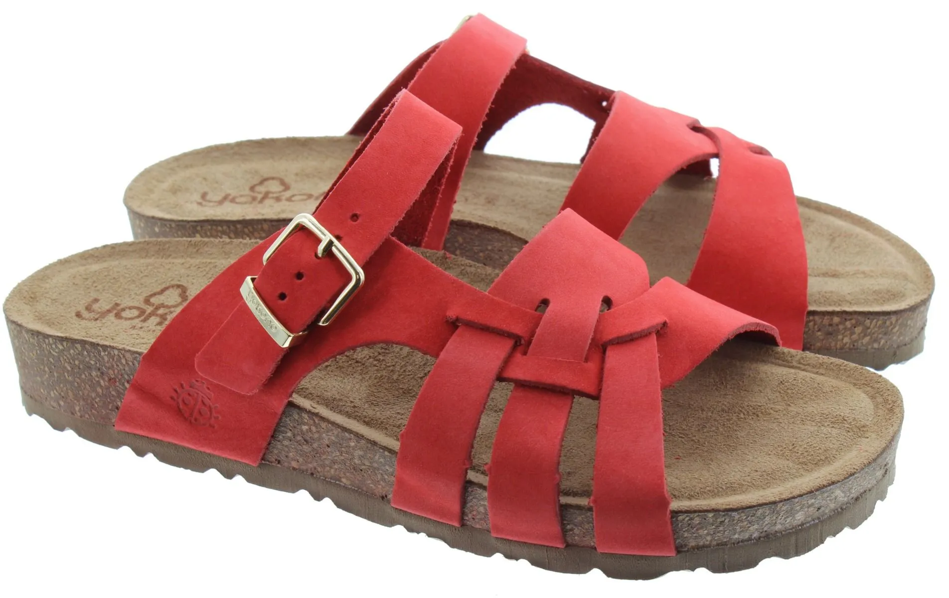 YOKONO Ladies Jerba 090 Flat Mules In Red