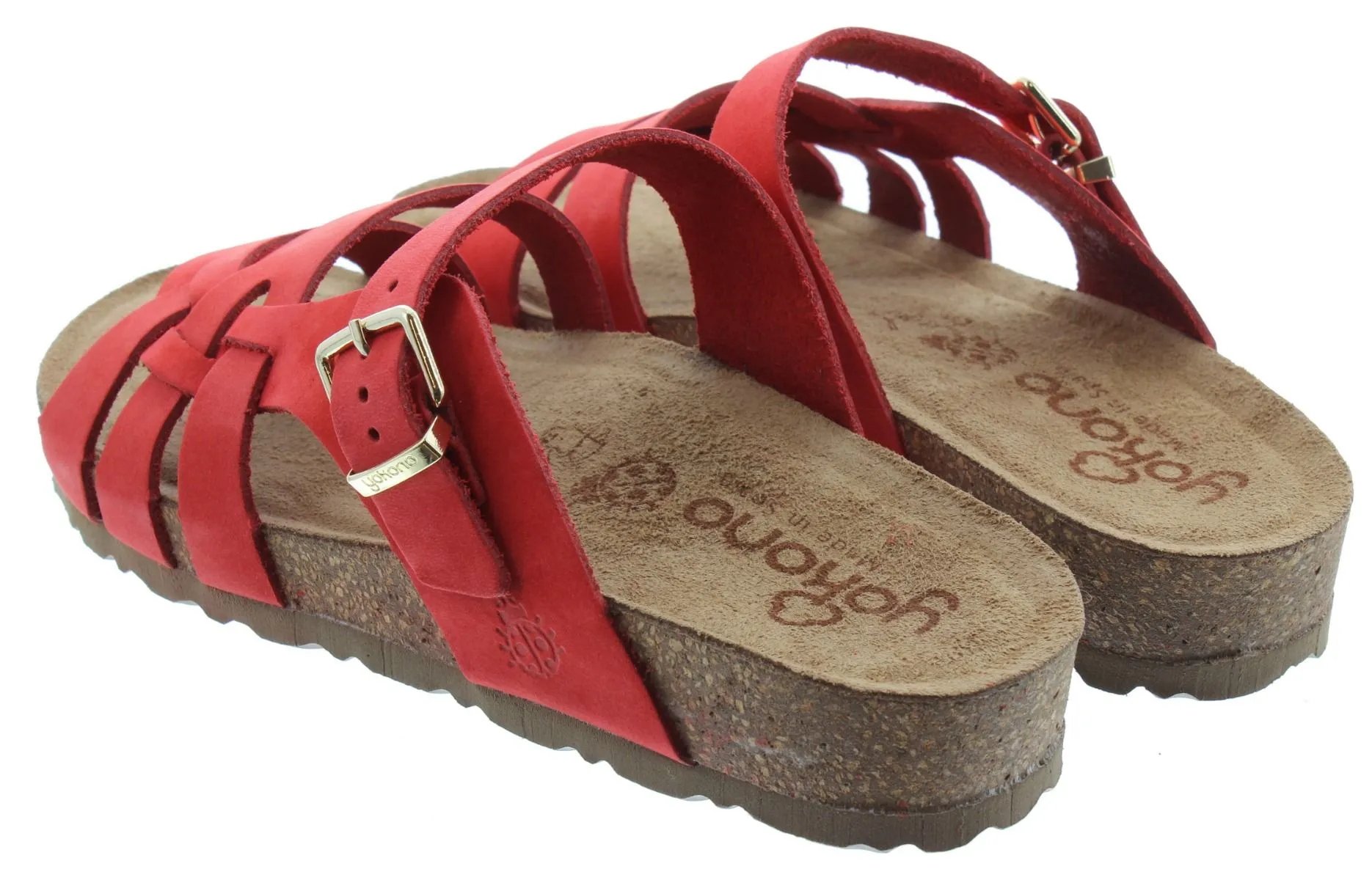 YOKONO Ladies Jerba 090 Flat Mules In Red