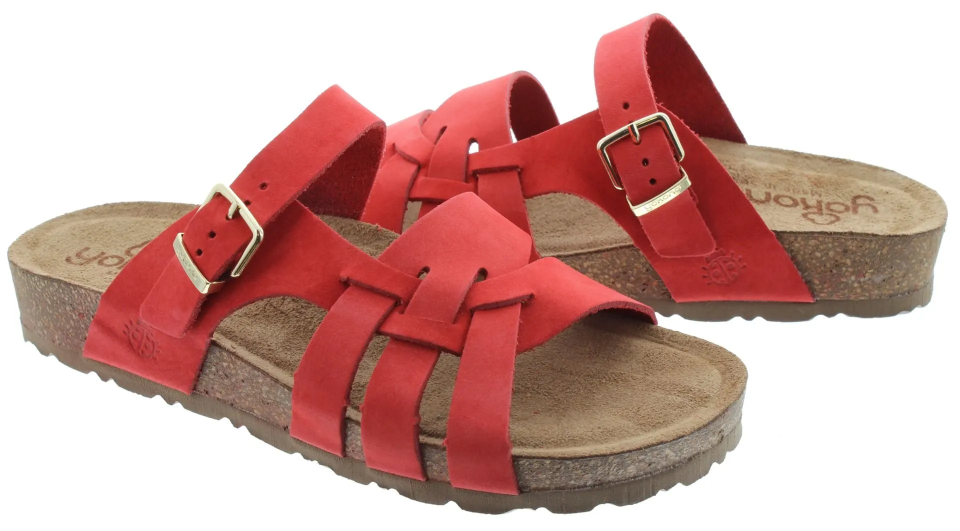 YOKONO Ladies Jerba 090 Flat Mules In Red