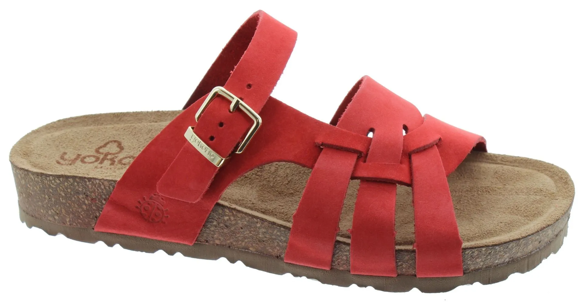 YOKONO Ladies Jerba 090 Flat Mules In Red