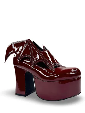 YRU Vampire Bat Wing Heels with Vegan Patent Upper